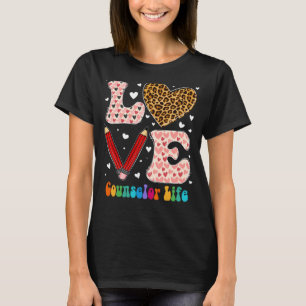 Kärlek Heart Counselor Life Leopard Play Red Valen T Shirt