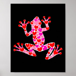 Kärlek Heart Cute Frog Älskare par Lycklig Valenti Poster