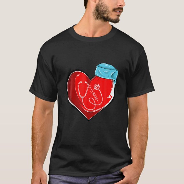 Kärlek Heart Doktor Valentines day Funny Jobs Mana T Shirt (Framsida)