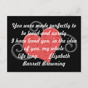 Kärlek Heart Elizabeth Browning Quote Postcard Vykort