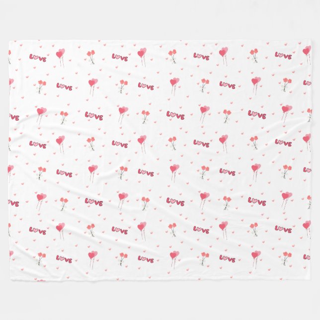 Kärlek Heart Flower Fleece Blanket (Framsidan (Horisontell))