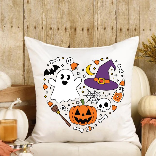 Kärlek Heart-formen vår första Halloween-familj -  Kudde (Love Heart Shape Our 1st Halloween Family New Home Throw Pillow)