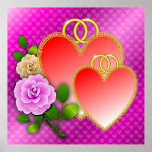 Kärlek Heart-former Poster