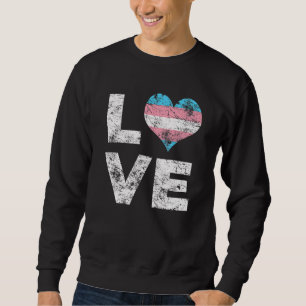 Kärlek Heart Gay Transgender Flagga Community Prid Lång Ärmad Tröja