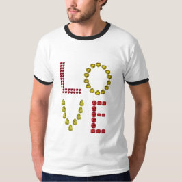 Kärlek Heart Gemstone Gult Red T-Shirt