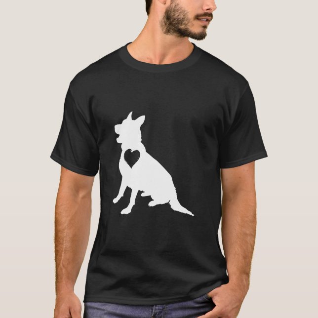 Kärlek Heart German Shepherd T Shirt (Framsida)