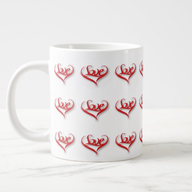 Kärlek Heart Giant Coffee Mugg Jumbo Mugg (Vänster)