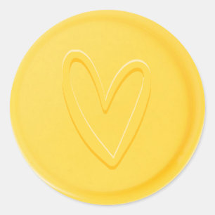 Kärlek Heart Gult Vax Seal Sticker Runt Klistermärke