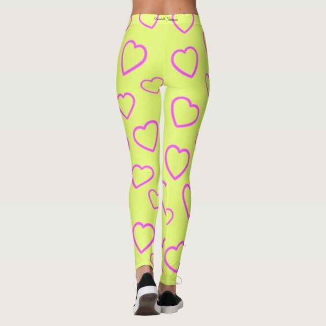 Kärlek Heart-Gultens Rosa Leggings (Baksida)