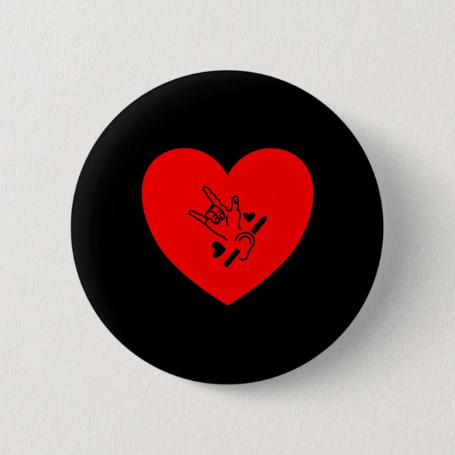 Kärlek Heart Hand - teckenspråk hörselnedsättning Knapp (Framsida)
