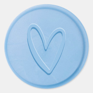 Kärlek Heart Himlar Blue Vax Seal Sticker Runt Klistermärke