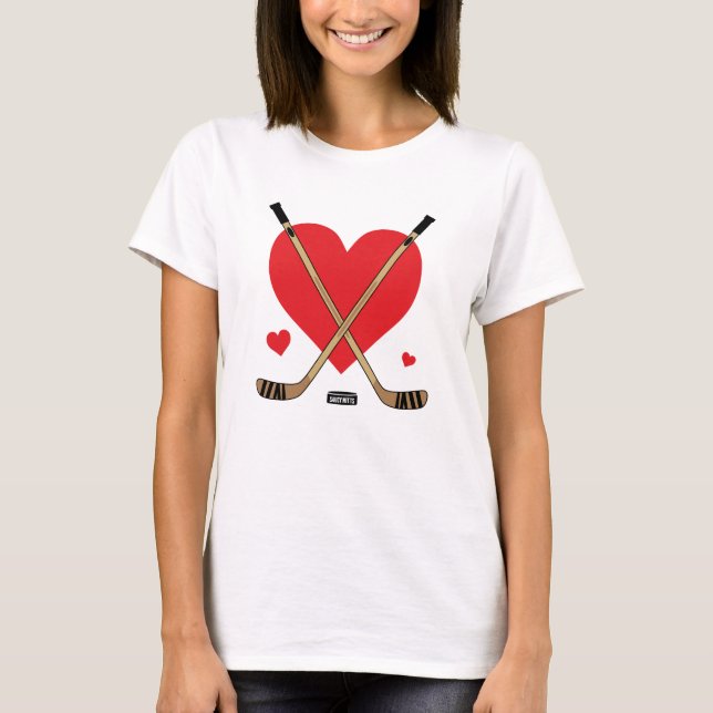 Kärlek Heart Hockey Sticks Women's's T Shirt (Framsida)