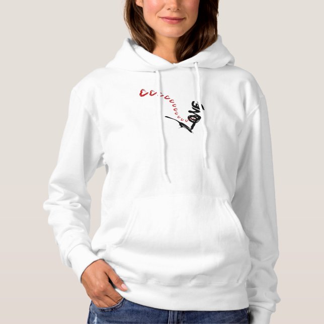 Kärlek Heart Hoodie T Shirt (Framsida)