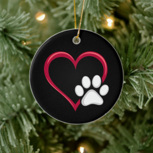 Kärlek Heart Hund Alla hjärtans dag i Hund älskare Julgransprydnad Keramik