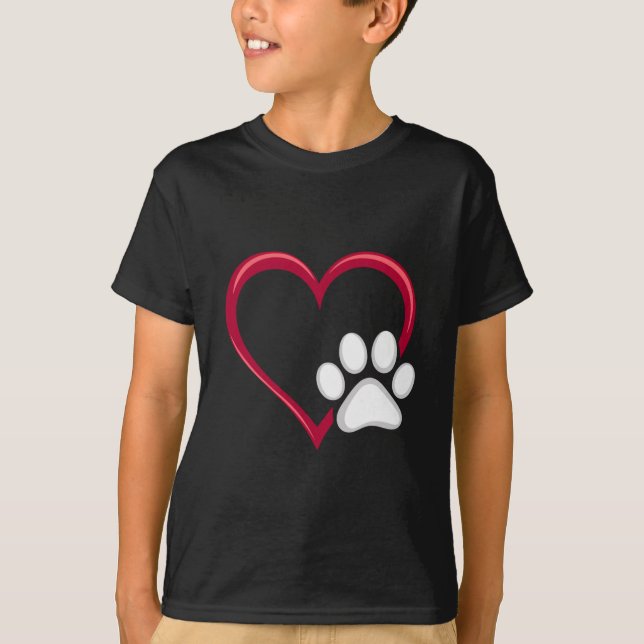 Kärlek Heart Hund Alla hjärtans dag i Hund älskare T Shirt (Framsida)