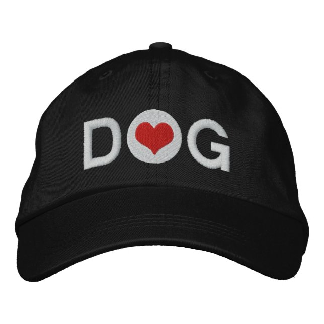 Kärlek Heart Hund Broderad Keps (Framsida)