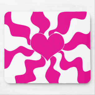 Kärlek Heart i Magenta och vit Musmatta