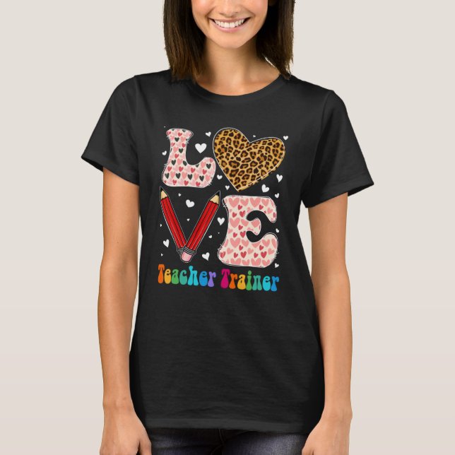 Kärlek Heart Lärartränare Leopard Play Red Valen T Shirt (Framsida)