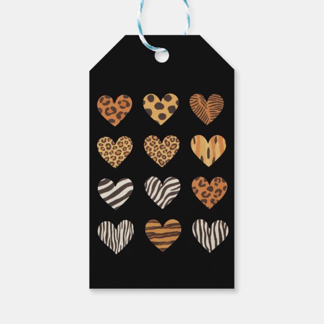 Kärlek Heart Leopard Cute Valentine Day Presentetikett (Baksidan)