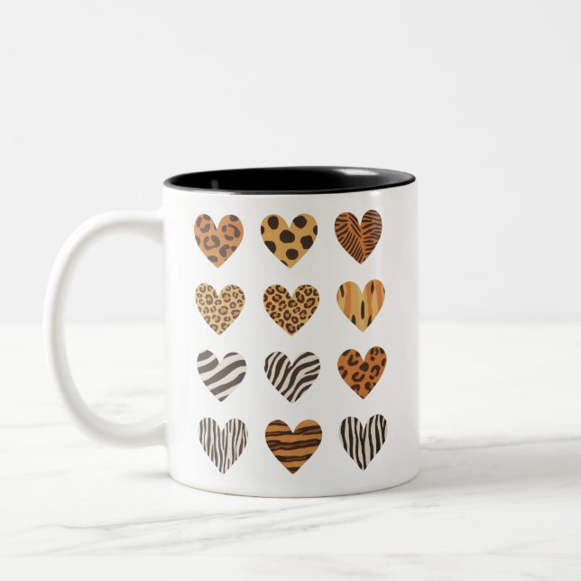 Kärlek Heart Leopard Cute Valentine Day Två-Tonad Mugg (Vänster)