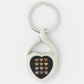 Kärlek Heart Leopard Cute Valentine Day Twisted Heart Silverfärgad Nyckelring