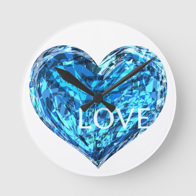 KÄRLEK HEART ljusblått Rund Klocka (Framsida)
