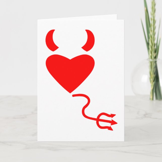 Kärlek Heart med Djävulen Horns och Svan Helgkort (Framsida)
