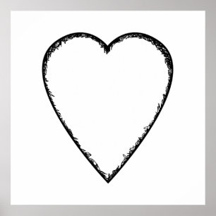 Kärlek Heart med Scribble Kant. Poster
