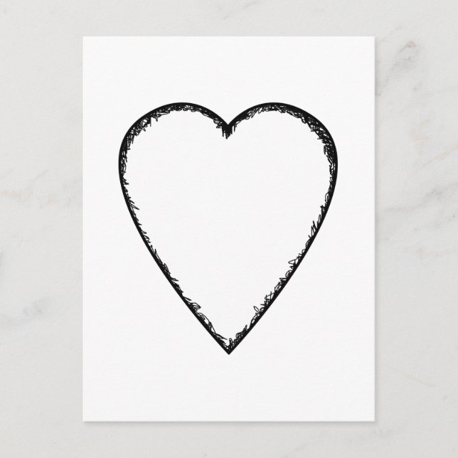 Kärlek Heart med Scribble Kant. Vykort (Framsida)