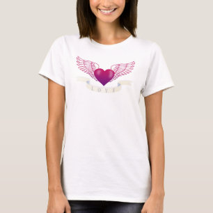 KÄRLEK Heart med vingar tar flyget, rött T-shirt