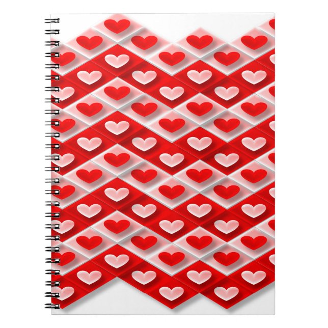 Kärlek Heart Mönster Anteckningsbok Med Spiral (Framsidan)