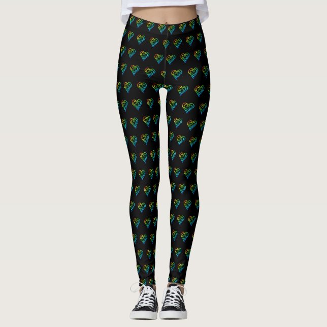 Kärlek Heart Mönster Leggings (Framsida)