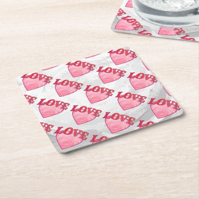 Kärlek Heart Mönster Underlägg Papper Kvadrat (Vinklad)