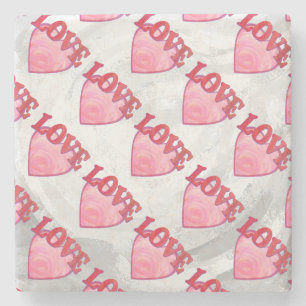 Kärlek Heart Mönster Underlägg Sten