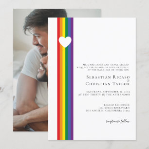 Kärlek Heart och Rainbow Gay Bröllop Inbjudningar