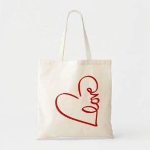 Kärlek Heart Ord Art Red Valentine Tygkasse