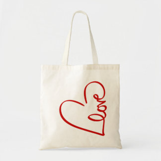 Kärlek Heart Ord Art Red Valentine Tygkasse