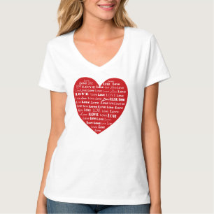 Kärlek Heart Ord Cloud, vit på Deep Red Tröja