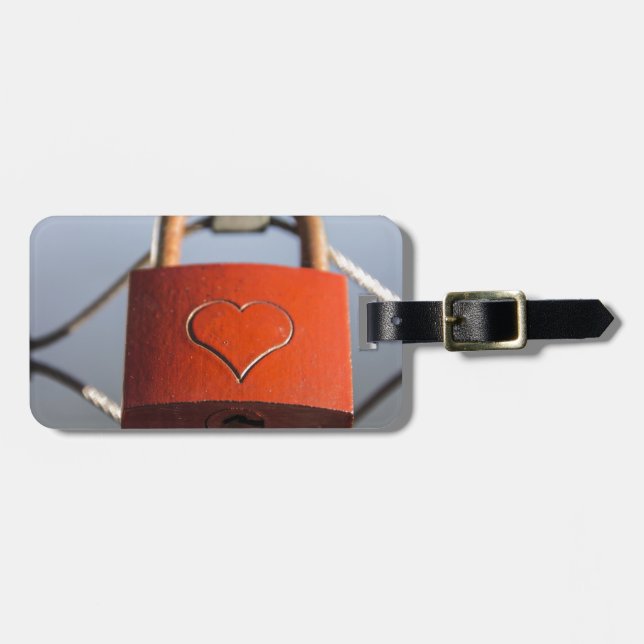 Kärlek Heart Padlock Bagagebricka (Horisontell Framsida)