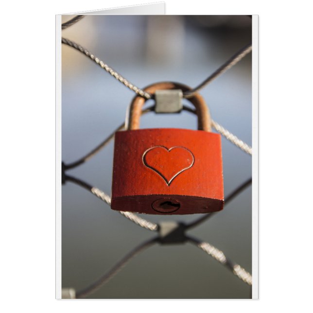 Kärlek Heart Padlock Hälsningskort (Framsidan)