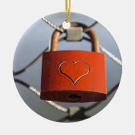 Kärlek Heart Padlock Julgransprydnad Keramik