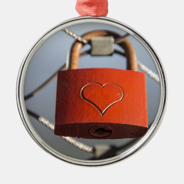 Kärlek Heart Padlock Julgransprydnad Metall (Framsidan)