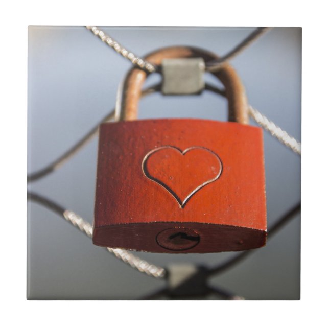 Kärlek Heart Padlock Kakelplatta (Framsidan)