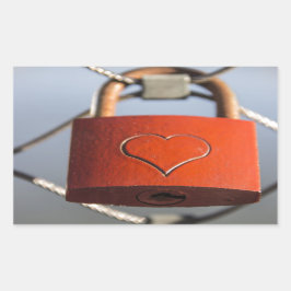 Kärlek Heart Padlock Rektangulärt Klistermärke