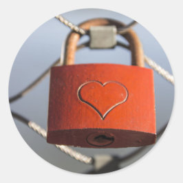 Kärlek Heart Padlock Runt Klistermärke