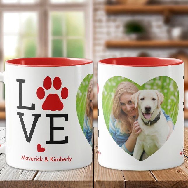 KÄRLEK Heart Photo Anpassningsbar Pet Hund älskare Mugg (Skapare uppladdad)