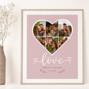 Kärlek Heart Photo Collage Grid par Poster
