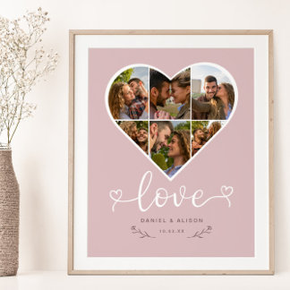 Kärlek Heart Photo Collage Grid par Poster