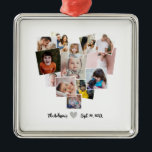 Kärlek Heart Photo Collage Julgransprydnad Metall<br><div class="desc">En produkt med en vacker design av många-fotonamage som bildar en kärlek-hjärtform. Ladda upp egna foton till användan och ändra standardbilderna. Det är lätt att göra.</div>