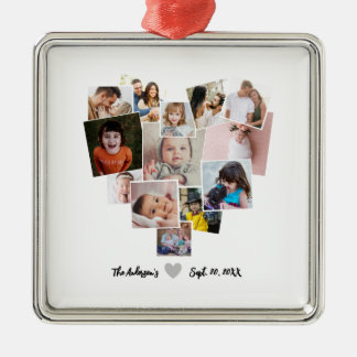 Kärlek Heart Photo Collage Julgransprydnad Metall